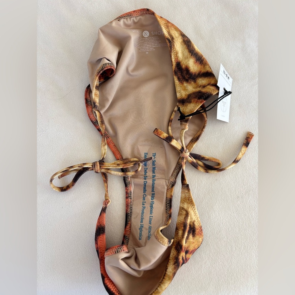 Shade & Shore Cheeky Tiger-Print Bikini Bottoms in Orange and Black - Picture 4 of 5